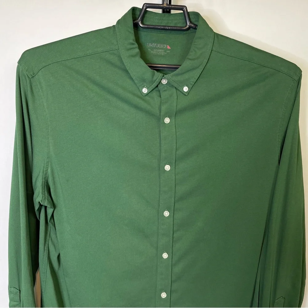 Untuckit Green Long Sleeve Polo Shirt Size XL Men’s - Picture 2 of 4